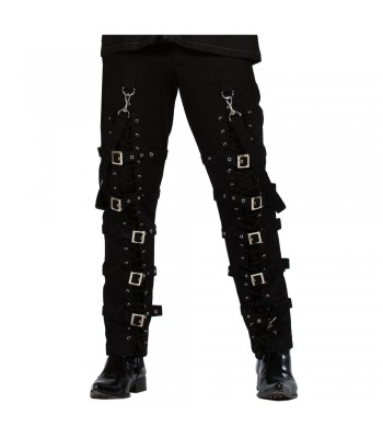 Men Gothic Pant Punk Cyber Black Buckle Trouser D Rings Pant